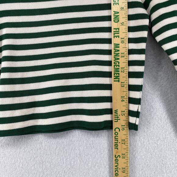 ZARA Sweater Womens M Striped Ribbed Cropped Turtleneck Pullover Green White - Picture 10 of 11